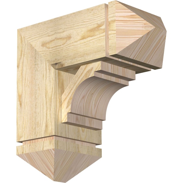 Ekena Millwork Merced Arts and Crafts Rough Sawn Bracket w/ Offset Brace, Douglas Fir, 8"W x 18"D x 18"H BKT0806X18X18MRC03RDF - main